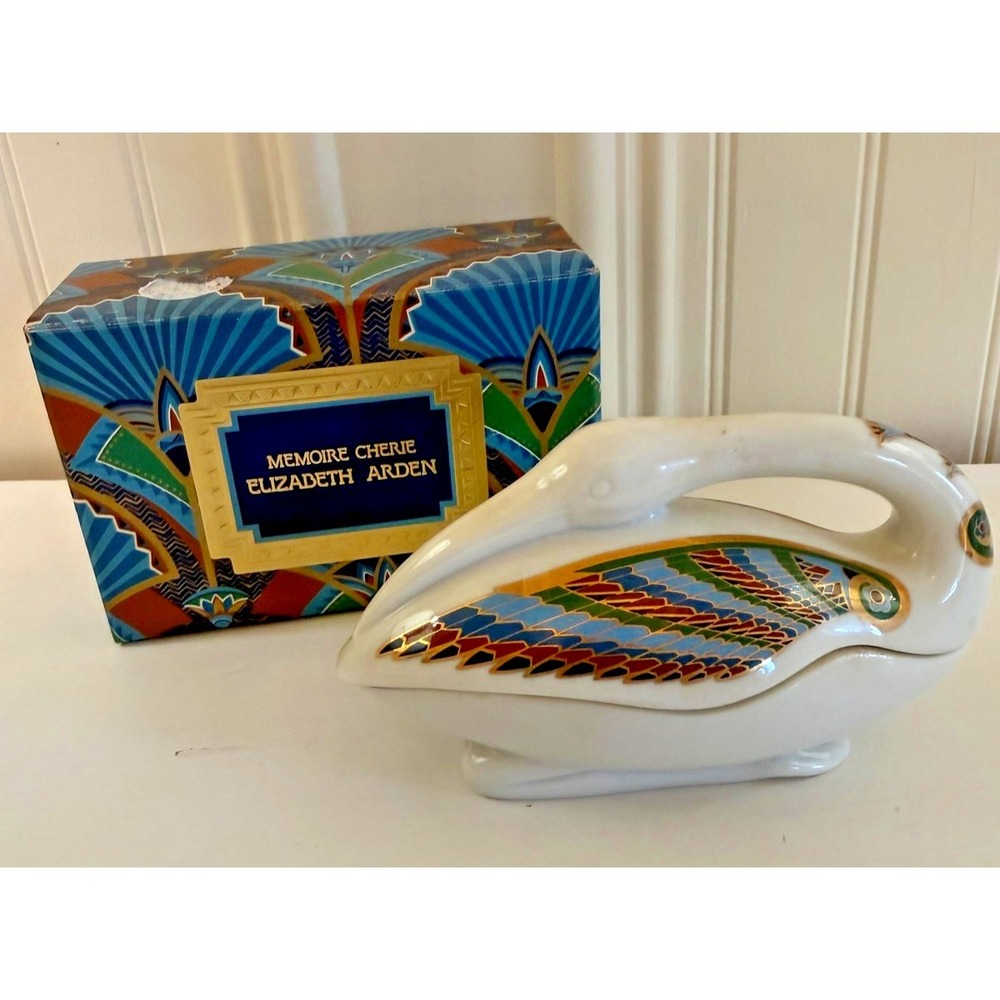 Vintage Elizabeth Arden Memoire Cherie Bird Trinket Box‎ Treasures Japan Boxed